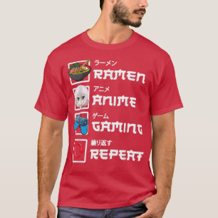 Camiseta Kawaii Anime Japonês Ramen Engraçado Jogador Jogo