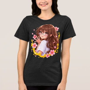 Camiseta Kawaii Anime Menina Flor de Cerejeira Sak