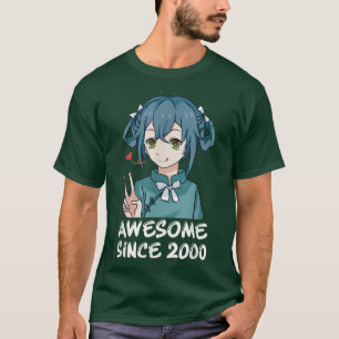 Camiseta Kawaii Anime Merch 22th Birthday Girl dá 22 Yea