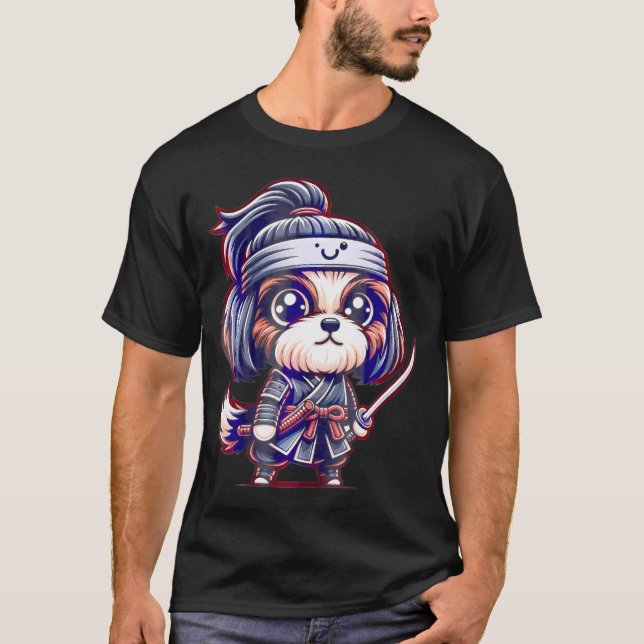 Camiseta Kawaii Anime Ninja Shih Tzu Cachorro Puppy Lover S (Frente)