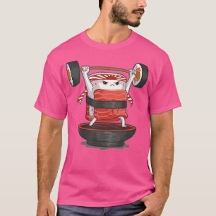 Camiseta Kawaii Anime Otaku Japonês Sushi Nigiri Weightlif