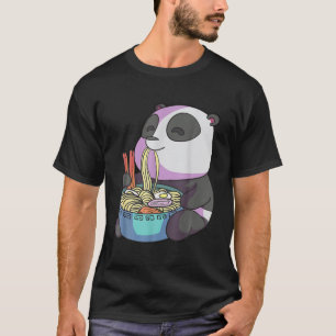 Camiseta Kawaii Anime Panda Comendo Ramen Noodles Japoneses