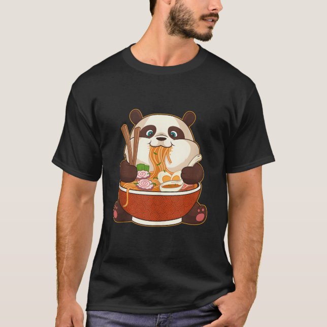 Camiseta Kawaii Anime Panda Otaku Japanese Ra Noodles (Frente)