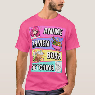 Camiseta Kawaii Anime Ramen Noodles Esbochando Boba Tea Jap