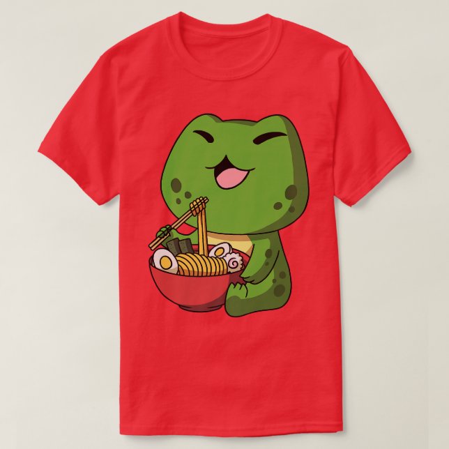 Camiseta Kawaii Anime Sapo Asiático Noodles Japonês Ramen 5 (Frente do Design)