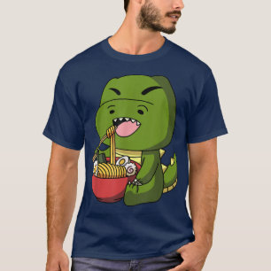 Camiseta Kawaii Anime T-Rex Dinossaur Asiático Noodles Japo