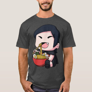 Camiseta Kawaii Anime Vampire Girl Halloween Japonês Ramen