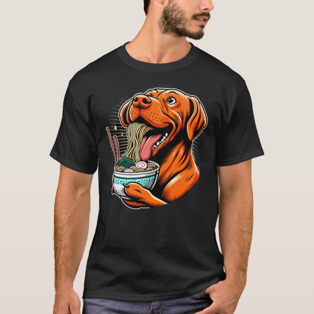 Camiseta Kawaii Anime Vizsla Dog Ramen (Frente)