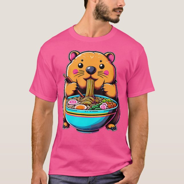 Camiseta Kawaii Anime Wombat Ramen (Frente)