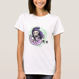 Camiseta Kawaii Anjo Japonês Tradicional Tennyo e Kanji