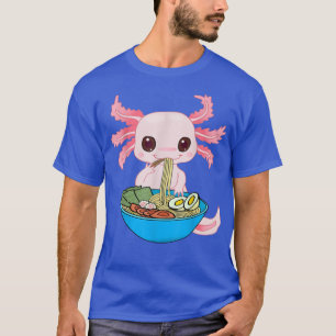 Camiseta Kawaii Aolotl Comendo Ramen Noodles Anime Crianças