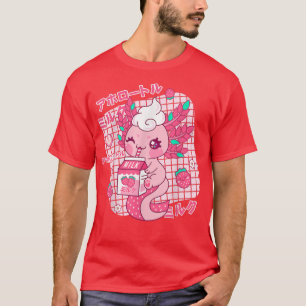 Camiseta Kawaii Aolotl Strawberry milk Shake Japonês Retro