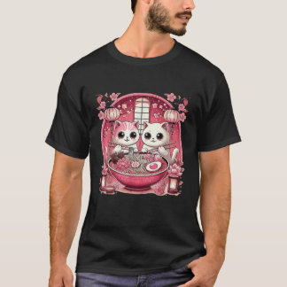 Camiseta Kawaii Artwork Co Japanese Cat Eating Ramen Anime 