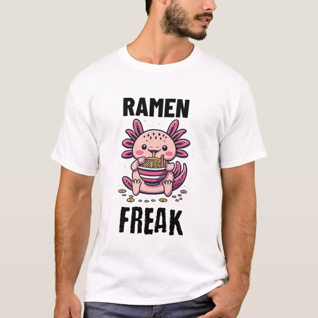 Camiseta Kawaii Axalotl comendo Ramen (Frente)