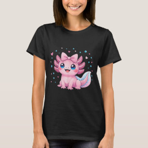 Camiseta Kawaii Axolote Fofo Coquete Laço Mulheres Meninas
