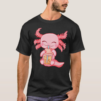 Camiseta Kawaii Axolotl Bebendo Boba Bubble Tea Anime Girl