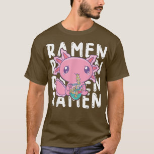 Camiseta Kawaii Axolotl Comendo Animes De Ramen Japonês