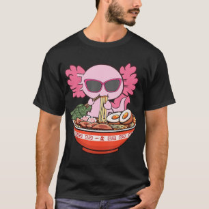 Camiseta Kawaii Axolotl Comendo Ramen Noodles Animes Girls