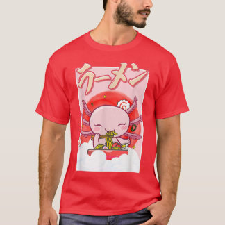 Camiseta Kawaii Axolotl Comendo Ramen Noodles Axolotl Lover