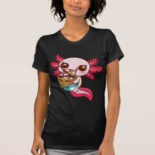 Camiseta Kawaii Axolotl Comeu Ramen Japonês Noodles Ki