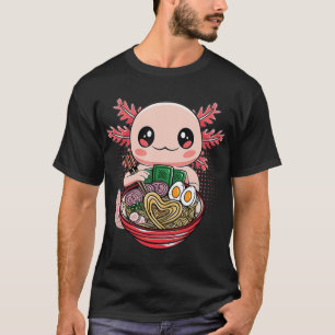 Camiseta Kawaii Axolotl Eating Ramen Noodles Anime Gift Gir