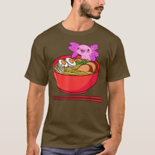Camiseta Kawaii Axolotl Eating Ramen Noodles Anime Gift Tee