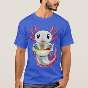 Camiseta Kawaii Axolotl Otaku Anime Japonês Ramen Noodles