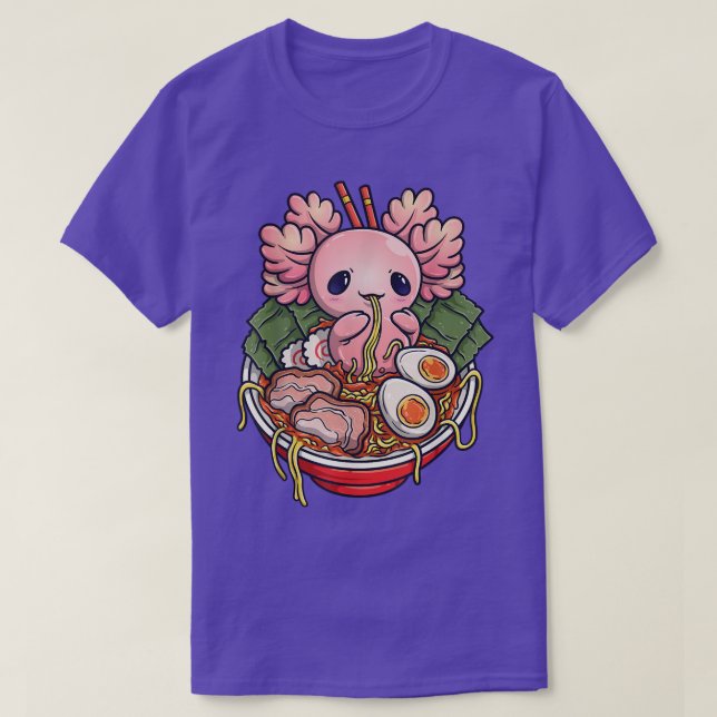 Camiseta Kawaii Axolotl Ramen Japonês (Frente do Design)