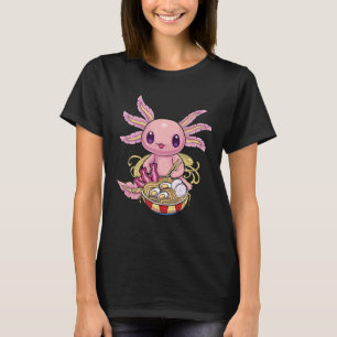Camiseta Kawaii Axolotl Ramen Noodles Japonês Anime Otaku