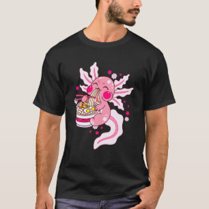 Camiseta Kawaii Axolotl Ramen Noodles Japonês Anime Otaku
