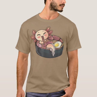 Camiseta Kawaii Axolotl Ramen Noodles Japonês Anime Otaku