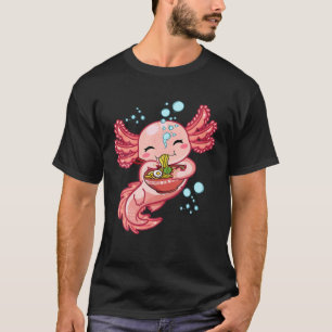 Camiseta Kawaii Axolotl Ramen Teen Girls Kids Anim Japonês