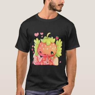 Camiseta Kawaii Axolotl Strawberry Milk Shake Anim Japonês