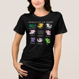 Camiseta Kawaii Axolotls do mundo