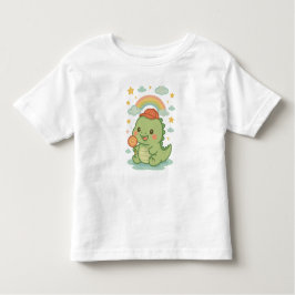 Camiseta Kawaii Baby Dino with Candy Popsicle 🍭🦖☁️☀️