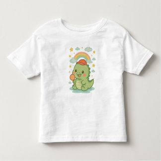 Camiseta Kawaii Baby Dino with Candy Popsicle 🍭🦖☁️☀️
