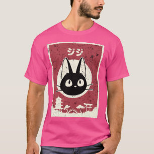 Camiseta Kawaii Black Cat Anime Japonês Estilo de Aestética
