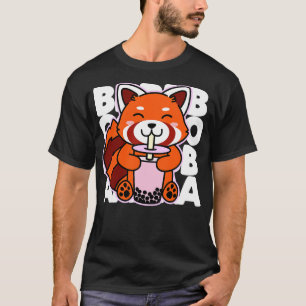 Camiseta Kawaii Boba Cute Red Panda Kawaii Bubble Tea Drin