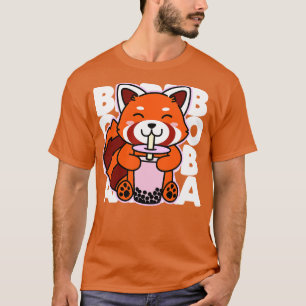 Camiseta Kawaii Boba Cute Red Panda Kawaii Bubble Tea Drin