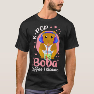 Camiseta Kawaii Boba E KPop Raparigas Café Ramen K-Pop