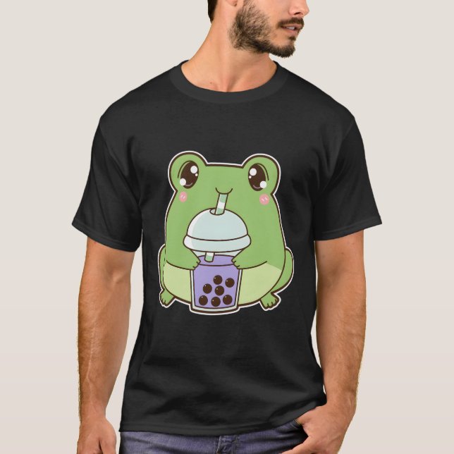 Camiseta Kawaii Boba Frog Froggy Taro Bubble Pearl Milk Tea (Frente)