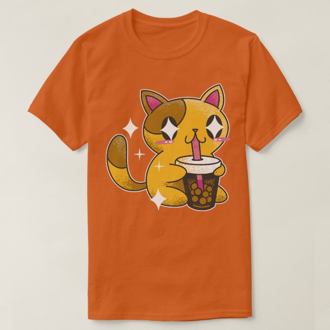 Camiseta Kawaii Boba Tea Cat Japão Sweet (Frente do Design)