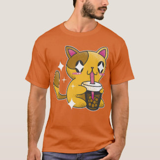 Camiseta Kawaii Boba Tea Cat Japão Sweet