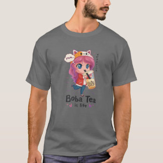 Camiseta Kawaii Bonita Animadora Otaku Japonês Boba Tea Is