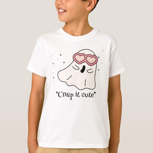 Camiseta Kawaii boo, doce e assustador halloween (Frente)