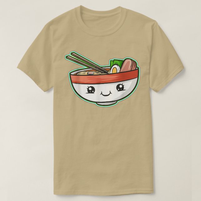 Camiseta Kawaii Bowl De Ramen Com Face A Ramen Japonês (Frente do Design)