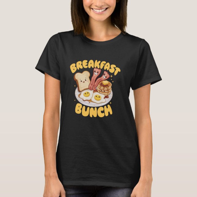 Camiseta Kawaii Breakfast Bunch Pancake Bacon and Eggs (Frente)