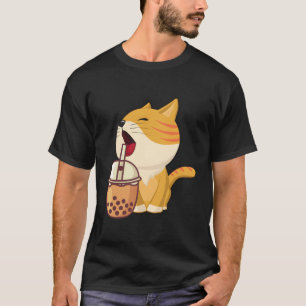 Camiseta Kawaii Bubble Tea Boba Milk Tea Anime Gato Bonito