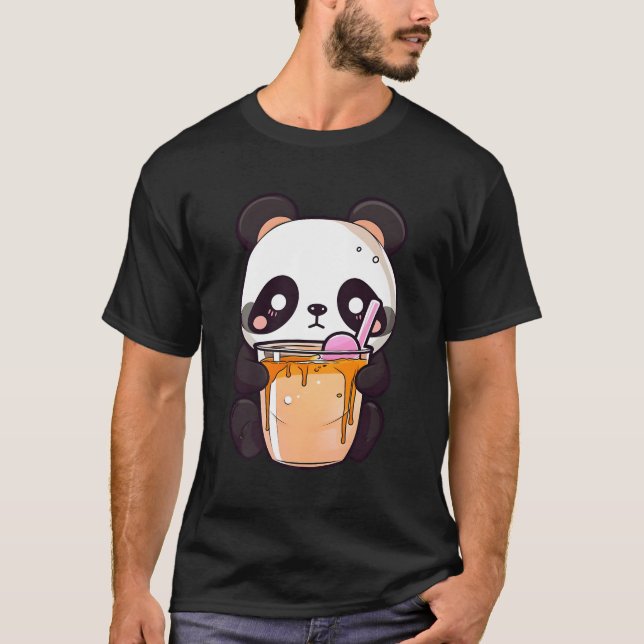 Camiseta Kawaii Bubble Tea Panda Boba-Tea Japonês (Frente)