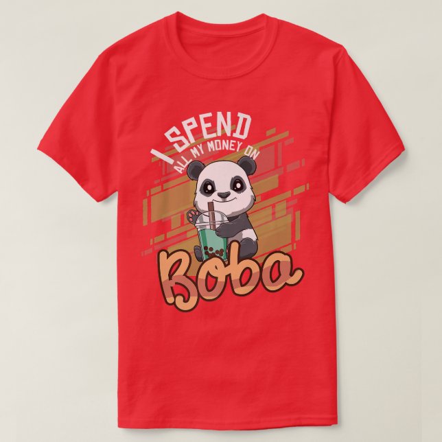 Camiseta Kawaii Bubble Tea Panda Funny Boba Tea 1200 (Frente do Design)